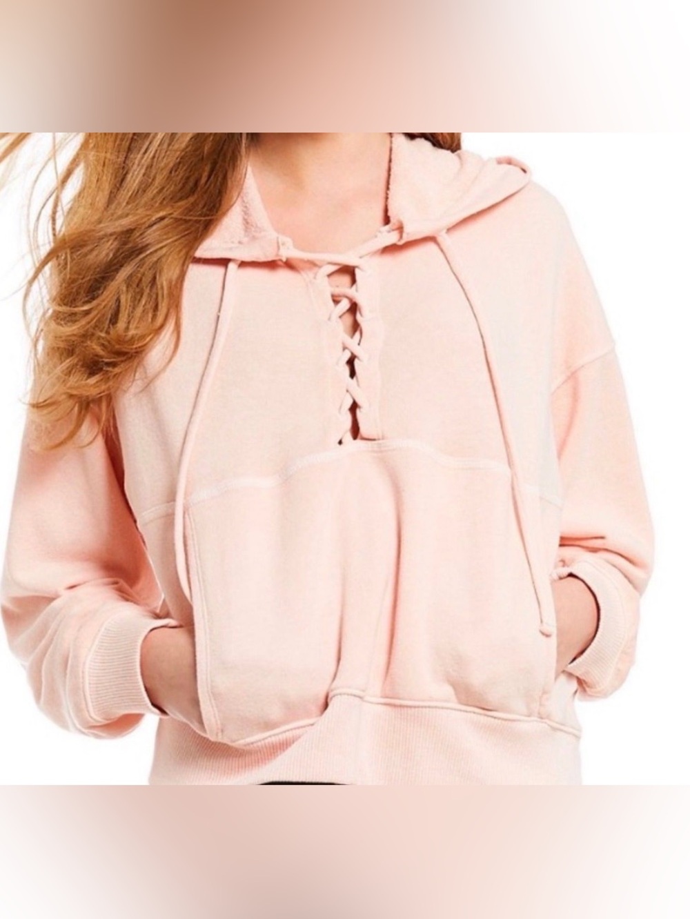 Free People Movement Believer Sweat Hoodie in Blush Pink, Size Medium